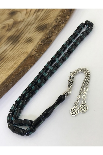 Sultan Telkari Sürmeli Mavi Tonda Kesme Kapsül Model Toz Kehribar Tesbih