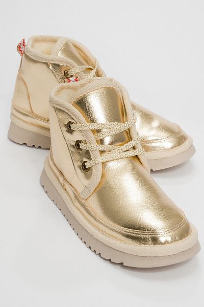 LuviShoes Γυναικείες αθλητικές μπότες MINGO Gold Lace-Up
