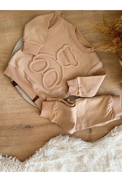 Mercan Gofre Ayıcık Kabartmalı 2’li Takım