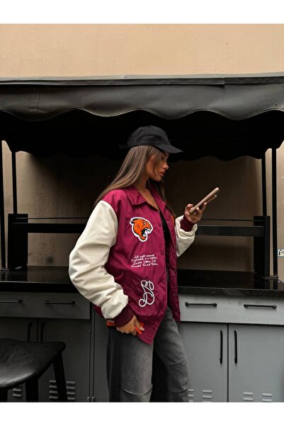 vuvutasarım Jachetă supradimensionată pentru femei cu guler polo brodat de sezon nou - 24W08020