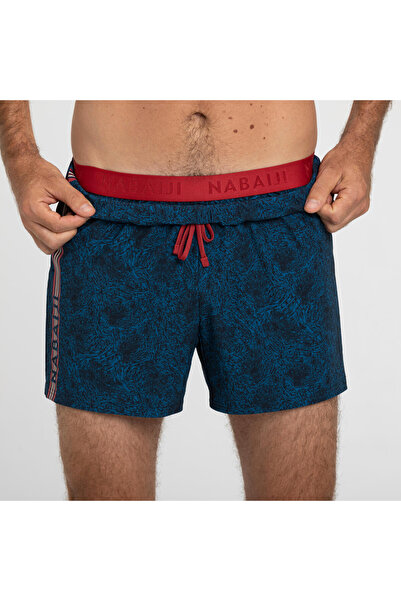 Decathlon Ανδρικό σορτς Nabaiji κοντό 16 ιντσών για πισίνα - Μαύρο - Μοτίβο - 100 COURT
