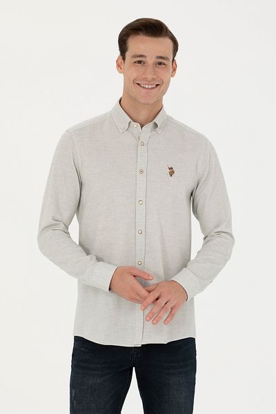 U.S. Polo Assn. Мъжка екрю риза с дълъг ръкав, базова форма 50271275-vr019