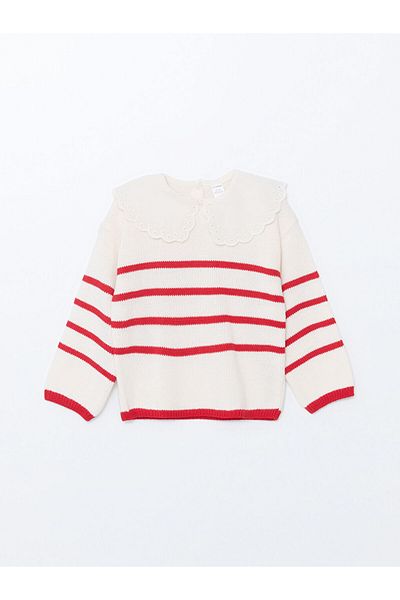 LC Waikiki Ecru Striped Knitwear Sweater for Lcw Baby Baby Girl