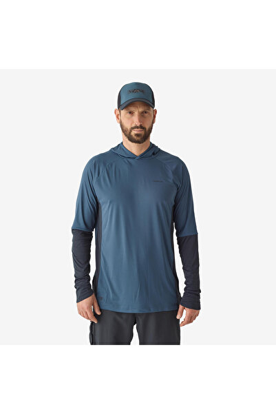 Decathlon Μπλουζάκι με κουκούλα με μακριά μανίκια Caperlan - Ψάρεμα - Προστασία από την υπεριώδη ακτινοβολία - Μπλε - 500
