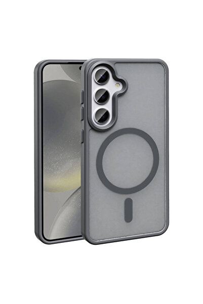 Fibaks Galaxy S24 Plus / S25 Plus Kılıf Kamera Çıkıntılı Magsafe Şarj Destekli Metal Tuşlu Yumuşak Mat Kap