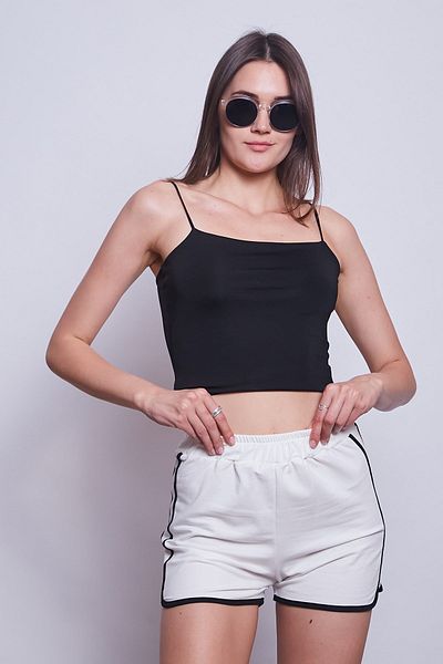 Jument Pantaloni scurti damă cu 2 fire din bumbac cu talie elastică cu talie-crem