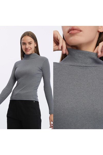 Wearflawless Women's Long Sleeve Ribbed Turtleneck Knitted Blouse