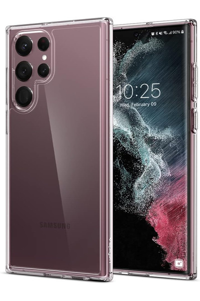 Fibaks Samsung Galaxy S22 Ultra Kamera Korumalı Şeffaf Esnek Silikon Kapak