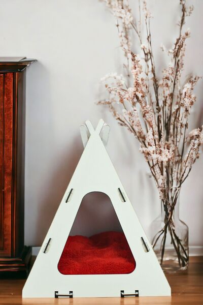 Pandogo Köpek Kulübesi Ahşap Köpek Evi Beyaz Renk Model 6