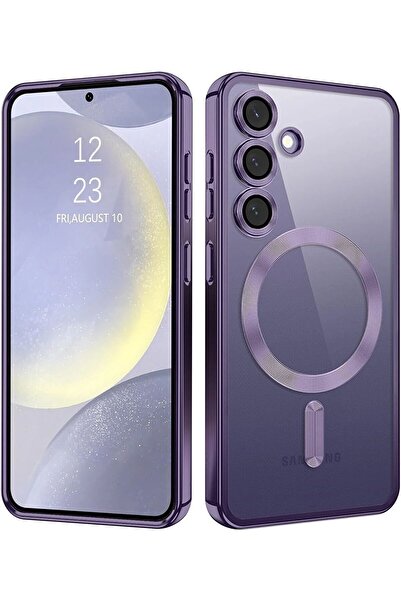 Fibaks Samsung Galaxy S22 Kılıf Kamera Lens Korumalı Magsafe Şarj Destekli Şeffaf Renkli Yumuşak Kapak