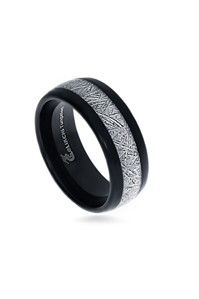 celikchi Erkek Beyaz Çizgi Detay Tungsten Yüzük