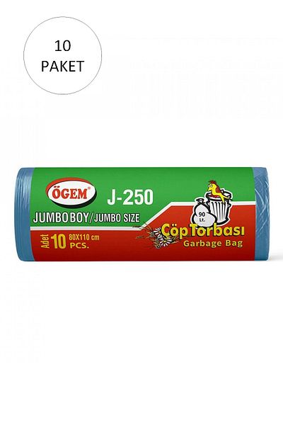 Take and Happy J-250 Jumbo Size Garbage Bag 80 X 110 Cm 10 Pieces Rolls X 10 Pack = 100 Pieces (BLUE)