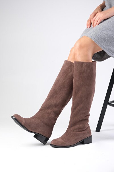 Mio Gusto Dámské kozačky Parley Mink Color bez zipu, s tenkou podšívkou z umělé kožešiny