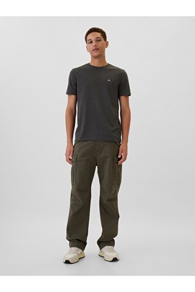 GAP V-Frch Everyday Soft Micro Logo Crew 502022000 Short Sleeve T-Shirt Men T-Shirt Gray