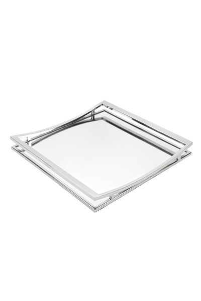 Mikasa Moor Silver Metal Square Mirrored Tray 40X40X4Cm