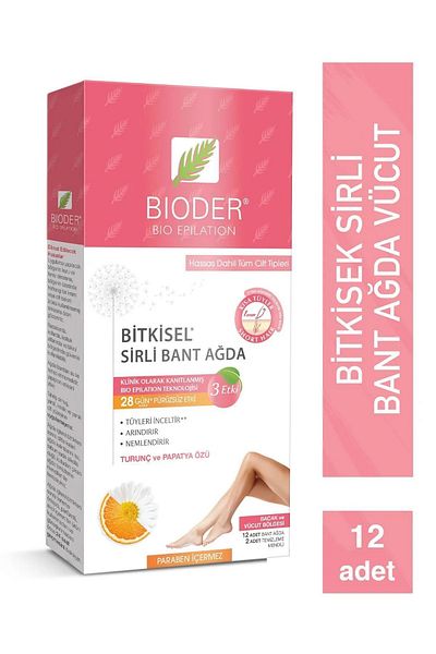 Bioder 12 Pieces of Sirli Tape - Hair Reducer for Wax and Body Area 3-Piece Sensitive Skin Set