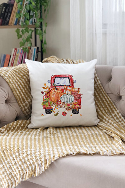 Evmila Husă de pernă din catifea 43x43 cu tema de toamnă