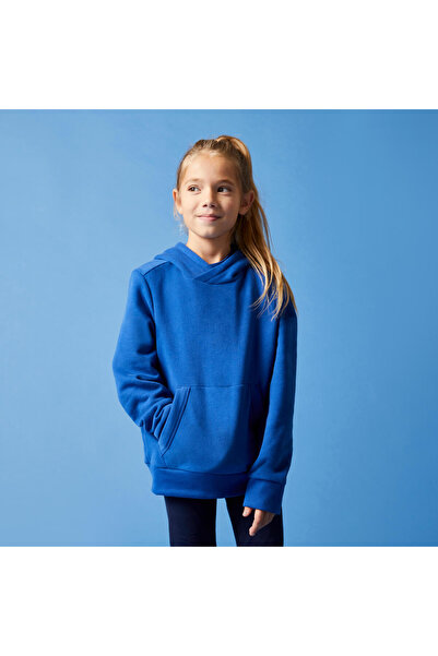 Decathlon Domyos Çocuk Mavi Pamuklu Kapüşonlu Sweatshirt