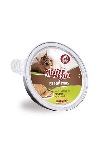 Miglior Soft Mousee with Rabbit Sterilized Wet Cat Food, 85 g, Pack of 12