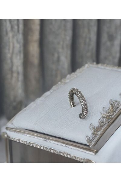 SİSTORİZE Your Luxury أقراط الغضروف من حجر الزركون الصلب ممتازة باللون الرمادي