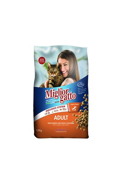 Miglior Adult Kibbles Chicken with Turkey Dry Cat Food - 1.5 Kg