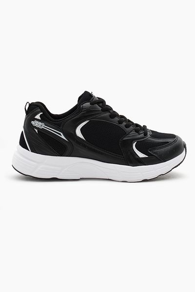Tonny Black Bequeme Unisex-Sportschuhe mit Schnürung in Schwarz und Weiß mit Faylon-Sohle