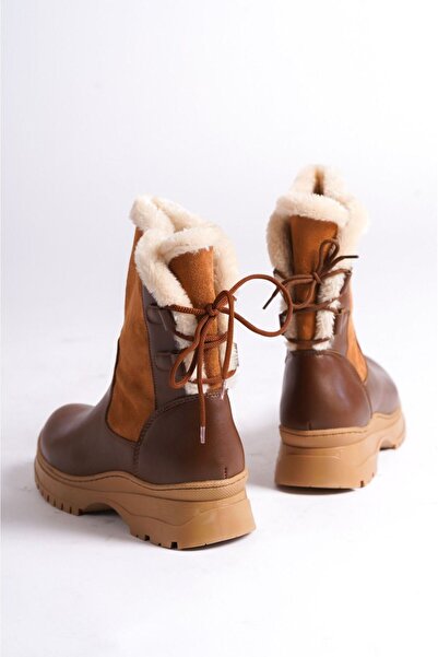 UYEGE Дамски боти с косъм отвътре и връзки