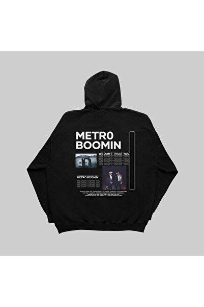 SVART WEAR Metro Boomin - Hanorac negru supradimensionat cu design We Dont Tr...