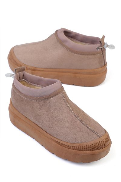 ShoeTek Γυναικείες μπότες İlivana με ελαστική πλάτη και γούνα στο εσωτερικό, βιζόν σουέντ