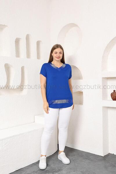 EGZEBRU Saxe Blue Blouse with Jewelled Collar and Skirts