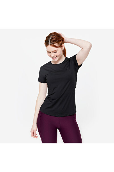 Decathlon Domyos Kadın Spor Tişörtü - Fitness Cardio - Siyah