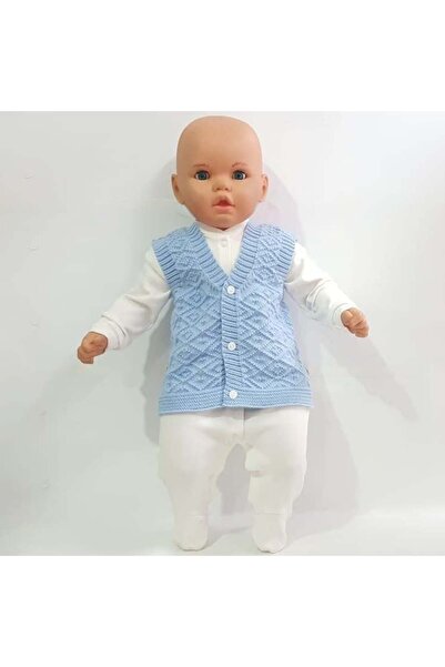 bebegen Triko Mavi Erkek Bebek Yelek