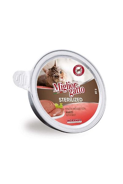 Miglior Soft Mousee with Beef Sterilized Wet Cat Food, 85 g, Pack of 12