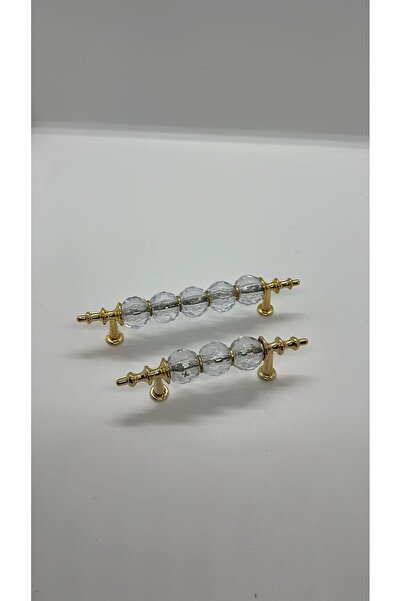 TRS MOBAKS TRS POLİMER 128 MM ŞEFFAF KRİSTAL BONCUK ALTIN KULP DOLAP MUTFAK Ç...