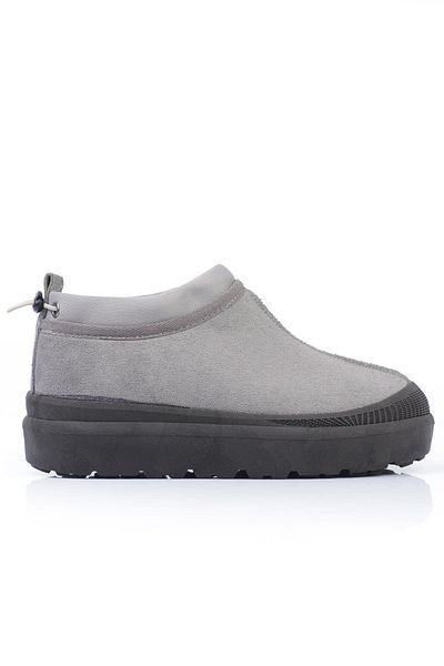 ShoeTek Γυναικείες μπότες İlivana με ελαστική πλάτη και γούνα στο εσωτερικό, γκρι σουέντ