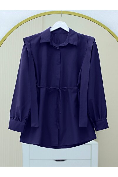 Modamorfo Buttoned Shoulder Detail Shirt - Navy