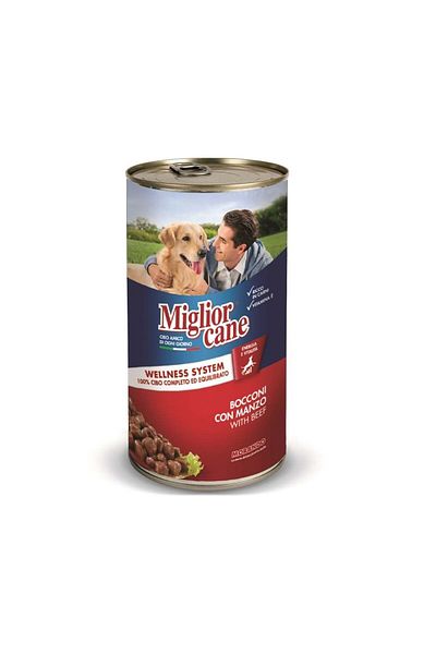 Miglior Cane Chunks Beef Canned Dog Food, 1250g Pack of 12