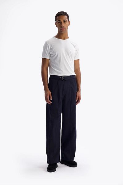 GIESTO Παντελόνι από ύφασμα Navy Blue Belted