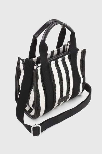 Housebags Geantă tote din pânză cu dungi negre 245