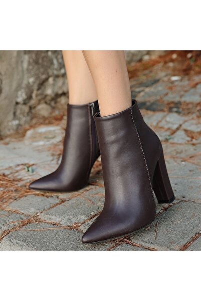 BESKAR Loora Brown Leather Heeled Boots