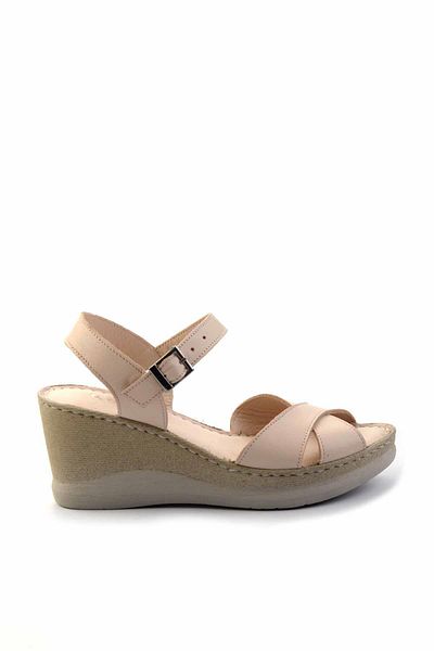 Bambi Beige Damenschuhe mit Keilabsatz - Echtes Leder K 05281018403