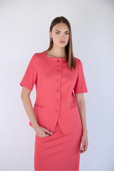 Masha Kate Jachetă cu flori de rodie cu guler pătrat