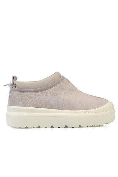 ShoeTek İlivana Γυναικείες Μπότες Μπεζ καστόρι με ελαστική πλάτη και γούνα στο εσωτερικό