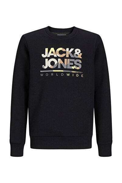 Jack & Jones Baskılı Erkek Çocuk Siyah Sweatshırt 12267134