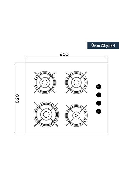 KUMTEL Rustik Bej Cam Ankastre Ocak