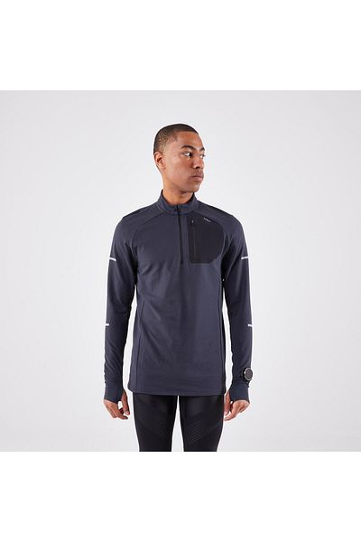 Decathlon Kiprun Men's Long Sleeve T-Shirt - Running - Black - Kiprun Run 900 Warm