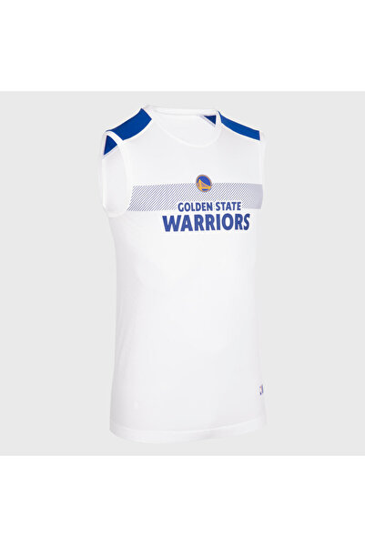 Decathlon Tarmak Yetişkin Kolsuz Basketbol İçliği - Beyaz - 500 NBA Golden St...