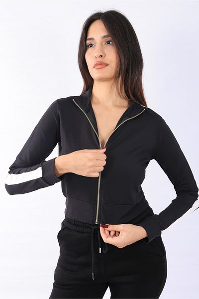 NEVEGE BUTİK JACHETĂ CROP PENTRU FEMEI, MODAL, țesătură cu dungi