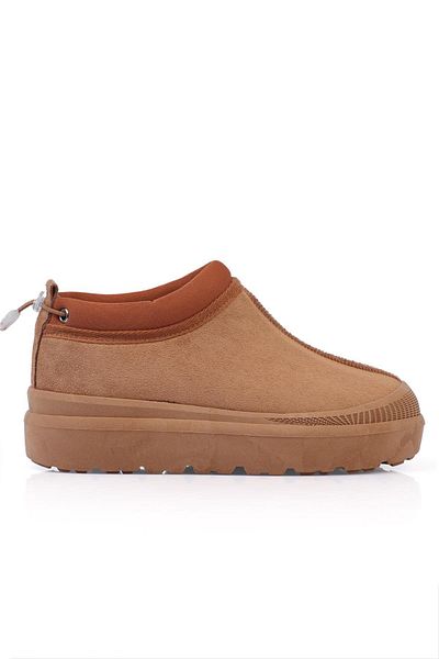 ShoeTek Γυναικείες μπότες İlivana με ελαστική πλάτη και γούνα στο εσωτερικό Tan Suede
