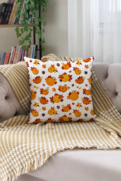 Evmila Husă de pernă din catifea 43x43 cu tema de toamnă